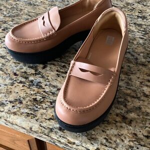Fitflop Tan Platform Academia Loafers The Pilar Size 7